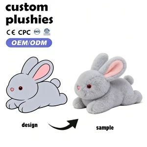 Custom Realistic Rabbit Plush Toy Stress Relief Customized Soft Stuffed Animal Bunny Doll OEM Gift Custom Design 100% Polyester