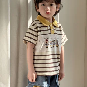 Ropa de verano para niños de algodón puro con camiseta tipo polo