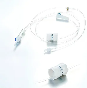 Conjunto de infusión IV desechable con regulador de flujo