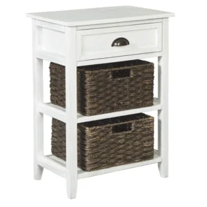 Classic Wooden Storage Cabinet with Weave Drawers Country Style Console Table for Living Room