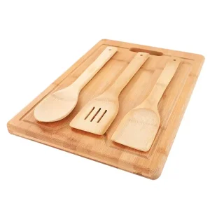 Extra Large Kitchen Bamboo Cutting Board with 3 PCS Cookware