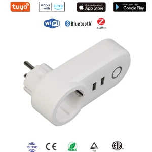 Tomada WiFi inteligente com portas USB e controle por voz