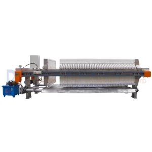 Recessed Chamber Filter Press, PP Plate, Stainless Steel Clad Frame and Hydraulic Tipping Plate for Sludge Dewatering