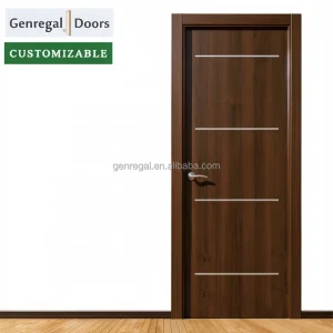 Customizable Walnut Painting Wooden Soundproof Door for Bedrooms Waterproof Contemporary Design Finished for Apartment Room