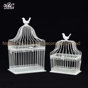Decorative Candle Lantern White Birdcage Metal Candle Lantern