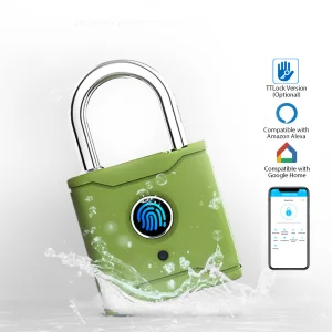 Fingerprint Padlock Shackle Smart Padlock with Mobile APP Outdoor Waterproof Lock Keyless Suitable for Gym Lock and Storage