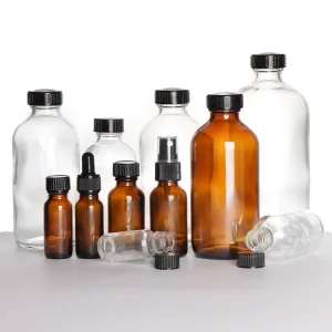 15ml 30 Ml 60 Ml 120 Ml Clear Empty Boston Essential Oil Bottle Round Glass Hair Oil Dropper Bottles 30ml with Gold Dropper Lids Glass Bottle with Bump Cosmetic