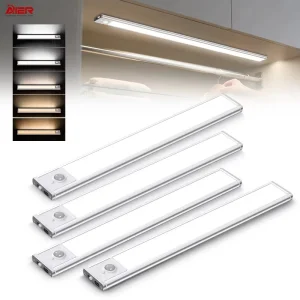 Motion Sensor Under Cabinet Lights 40 LED USB Rechargeable Battery Operated LED Closet Light Wireless Magnetic Dimmable