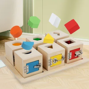 Classic New Design Wooden Six for Box Busy Box Educational Toy for 2 to 4 Years Old Kids Sensory Play CPC CE Certified