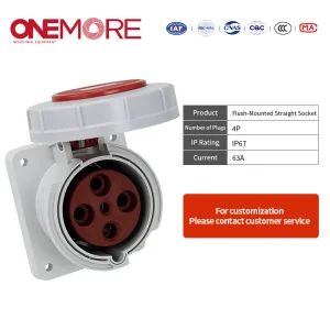 Flush-Mounted Straight Socket for Industrial Power Solutions - CE Approved