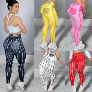Mujeres Leggings de Cintura Alta con Impresión de Diamante Falso Control de Abdomen Levantamiento de Glúteos Pantalones de Yoga Talla Grande