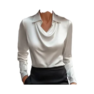 Women's Casual Long Sleeve Satin Blouse