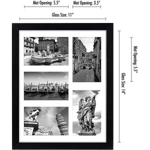OEM 11x14 Collage Picture Frame in Black - Displays Five 4x6 Frame Openings or One 11x14 Frame Without Mat - Engineered Wood Includes Hanging Hardware for Wall Manufacturers, Quotes