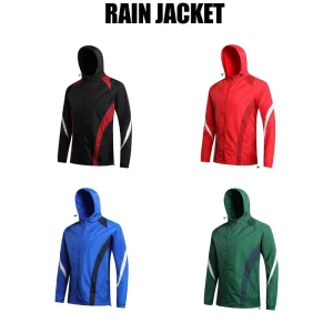 Custom Premium Breathable Windcoat Jacket Windproof &amp; Waterproof Rain Jacket with Hood Lightweight Windbreaker for Soccer
