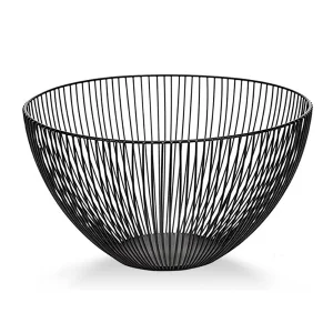 Countertop Food Container Large Round Storage Baskets for Kitchen Gold Metal Iron Wire Mesh Fruit Basket Bowl
