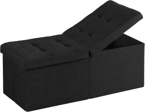 Storage Ottoman Bench for Living Room, Bedroom, Entryway, Black