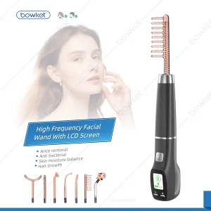 BOWEKT 7-in-1 High Frequency Neon & Argon Facial Wand Handheld Beauty Tool for Acne Treatment Firming & Dark Circles Reduction