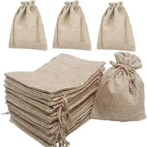 Custom Logo Burlap Gift Bags with Drawstring Jute Bags