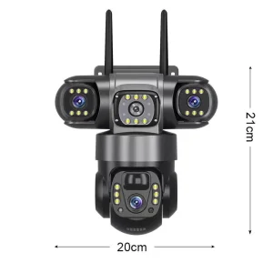 New Arrival V380PRO Solar Powered Outdoor Security Camera WiFi IP Three Lens AI Night Vision Low Power CMOS Cloud Memory Card