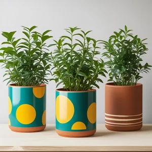Cheap Retro Polka Dot Glossy Terracotta Base Ceramic Indoor Plant Planter VDLK4670 Supplier, Suppliers
