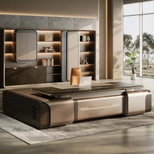 Luxury Modern L-Shaped Executive Office Desk Set
