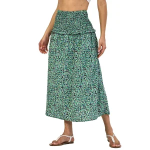 Wholesale European Style Pleated High Waist Casual Fashion Pattern Printing Women Long Skirt