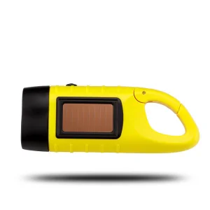 Cheap Outdoor Solar-Powered LED Flashlight with Hand-Crank Charging System