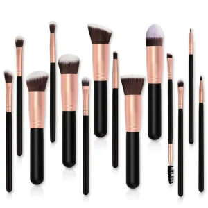 Private Label Wooden Handle Synthetic Hair Black Custom Logo Makeup Brush Set