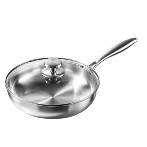 Customize Tri-Ply Frying Pan 22CM 18/8 304 Stainless Steel Pan With Lid Induction Cooking Pan Kitchen Frying Pan