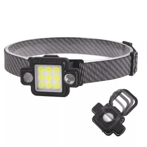 Portable Magnetic Work Lamp LED Red Blue Flashing 9 COB Multi-Function 5 Mode Light Fishing Camping Headlamp