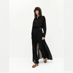 European and American Women's Pleated Skirt with a Hanging Feeling Solid Color and Large Display Pleated Skirt