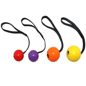 2025 Bite-resistant Interactive Toy Pet Reward Fetch Play K9 Training Tug of War Rubber Prickly Ball With Rope