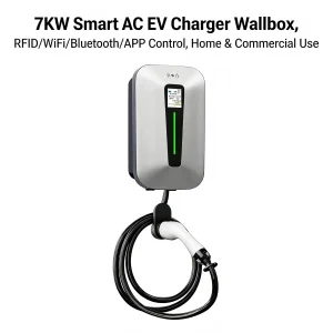 7kw Smart AC EV Charger Wallbox, RFID/WiFi/Bluetooth/APP Control, Home &amp; Commercial Use