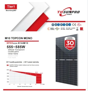 Sunpro Power N Type 580W Mono Double Glass 182mm M10