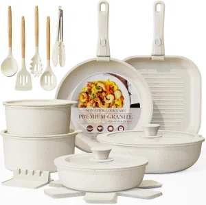 Removable Handle Nonstick Set | Thickened Cookware for All Stoves, High-Design Solid Color Pot Set