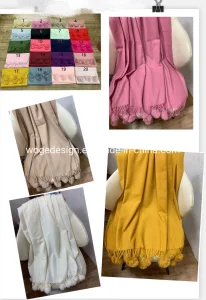 Yiwu Woge Prime Manufacturer Pompom Checked Plain Soli Winter Cashmere Feeling Stole for Women