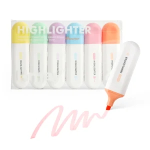 Kmay K-378/6P Fluorescent Highlighter Set for School Office Study 6 Colors Chisel Tip Markers Smooth Writing Quick Dry