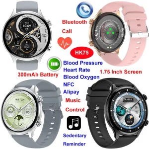 Promotion gift IP68 waterproof senior healthcare electronic smart bluetooth watch with heart rate blood pressure SPO2 monitoring HK75