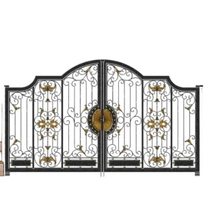 Wrought Iron Automatic Front Entry Doors Manor Gate for Houses Swing Driveway
