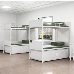 Commercial Grade Metal Bunk Bed with Stairs  Ultra Durable & Stable Structure for School Dormitory Hotel Furniture