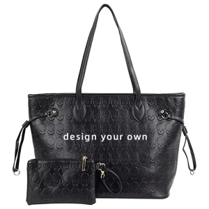 Fashion Luxury Designer Leather Embossed Skull Private Label Ladies Tote Handbag