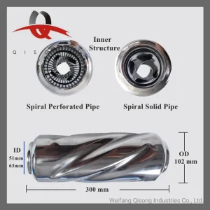 [Qisong] Auto Parts Stainless Steel Car Universal Glasspack Resonator Tornado Muffler Spiral Muffler