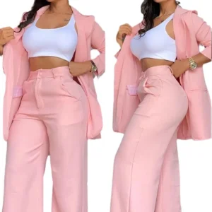 Elegant Pink Business Suit Set Women