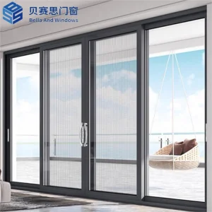 Thermal Break Lift Slide Doors Fire Rated Double Patio Doors Sliding Glass Retractable Aluminum Sliding Door with Screen