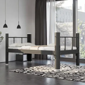 Factory Wholesale Modern Foldable Steel Frame Bed Soft Upholstery Full/Queen/King Sizes for Bedroom Hotel Living Room Apartment