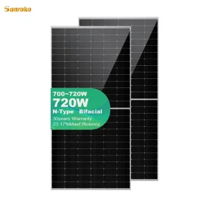 Dual Glass N-Type Solar Panels 700W 710W 720W Topcon Solar Panel with 24% Efficiency for Residential