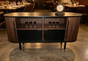 Elegante gabinete buffet moderno de altura ajustable, tamaño personalizado, aparadores de madera