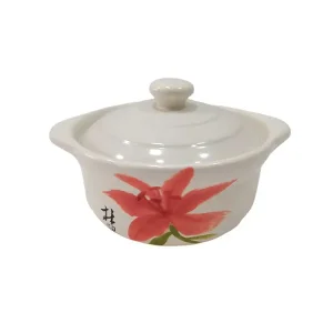 Discount White Casserole with Red Lotus Blossom Supplier, Product