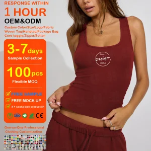 Custom Logo High Quality Short Workout Sleeveless Women Tank Tops Breathable Soft Thick Ribbed Tank Tops For Women