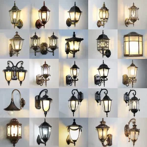 Retro Garden and Patio Wall Lamp in Aluminum/Copper